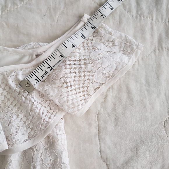 Blue Rain Cotton White Lace Off-Shoulder Blouse | Elegant Date Night Top, Spring - Picture 4 of 9